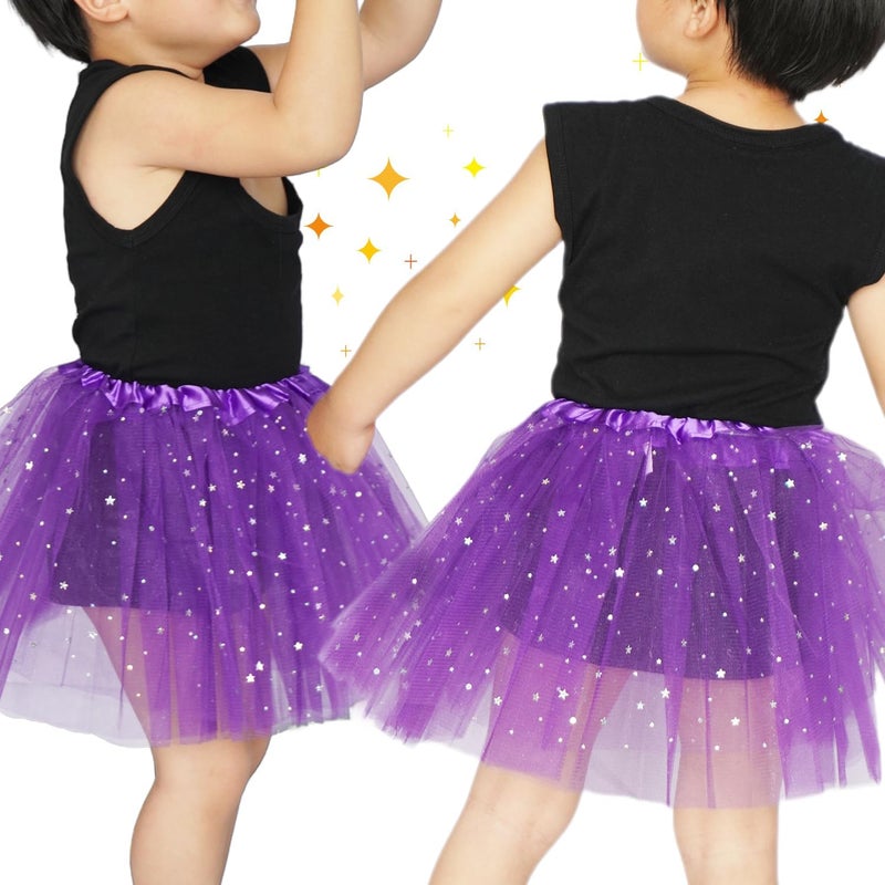 WINROLA Girls Stars Sequins Tutu Skirt Princess Ballet Dance Tutu Dress 3 Layered Halloween Christmas Tutu - Image 5